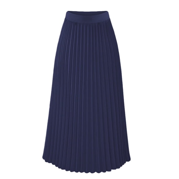 yillto Womens Pleated Midi Skirt High Waist Skirt Summer Casual Chiffon Elastic A Line Long Skirts