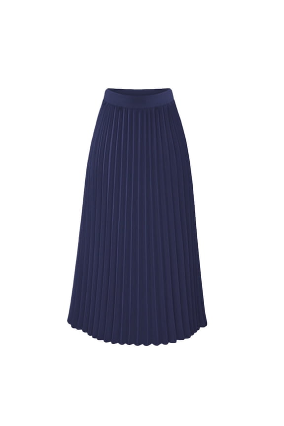 Womens Pleated Midi Skirt High Waist Skirt Summer Casual Chiffon Elastic A Line Long Skirts
