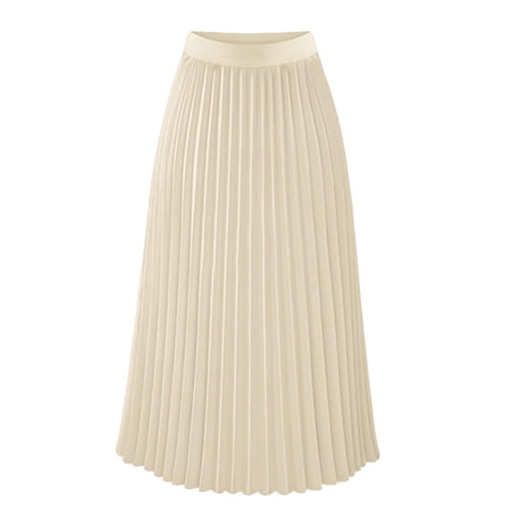 yillto Womens Pleated Midi Skirt High Waist Skirt Summer Casual Chiffon Elastic A Line Long Skirts