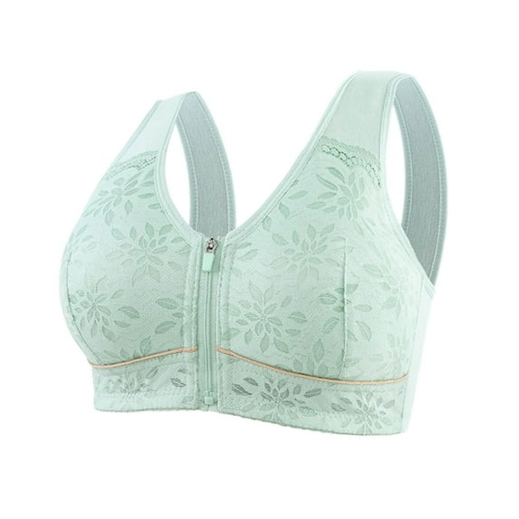 yillto Womens Plus Size Bralettes Zip up Wireless Full Coverage Everyday Bra Workout Gym Bras S-6XL