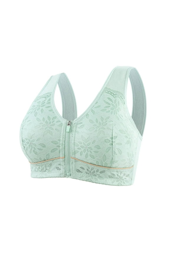 Womens Plus Size Bralettes Zip up Wireless Full Coverage Everyday Bra Workout Gym Bras S-6XL