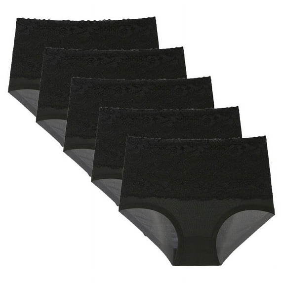 yillto Womens Plus Size Briefs High Waist Full Cooverage Underwear Soft Comfy Panties Underpants 5 Pack