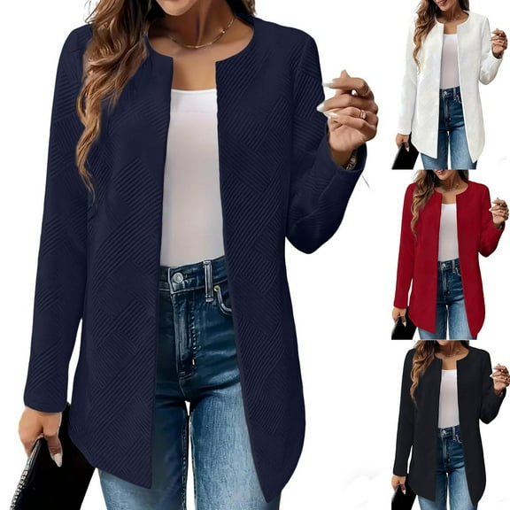 yillto Womens Plus Size Cardigan Jacket Open Front Casual Dressy Blazer Ladies Work Office Coat S-5XL