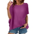 thumbnail image 1 of yillto Womens Plus Size Cotton Linen Tops Short Sleeve Loose Shirts Summer Solid Color Fashion Blouse, 1 of 7