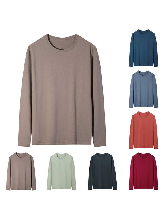 Womens Plus Size Shirts Basic Plain Long Sleeve Crew Neck Tee Casual Loose Pullover Tops