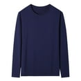 thumbnail image 1 of yillto Womens Plus Size Cotton Shirts Basic Plain Long Sleeve Crew Neck Tee Casual Loose Pullover Tops, 1 of 4