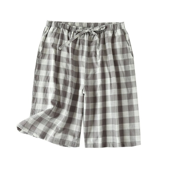 yillto Womens Plus Size Cotton Shorts Elastic Waist Plaid Pajamas Shorts with Pockets Lounge Bottoms Shorts
