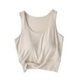 thumbnail image 1 of yillto Womens Plus Size Crop Tank with Bra Sleeveless Crew Neck Short Layered Tee Summer Basic Undershirts, 1 of 5