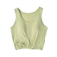 thumbnail image 1 of yillto Womens Plus Size Crop Tank with Bra Sleeveless Crew Neck Short Layered Tee Summer Basic Undershirts, 1 of 5