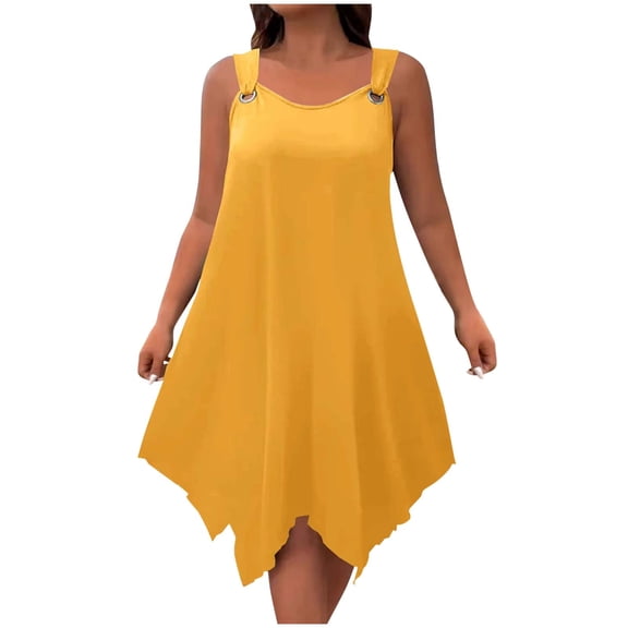 yillto Womens Plus Size Dress Sleeveless Tank Dress Loose Flowy Cover ups Beach Swimsuit Sundress