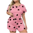 thumbnail image 1 of yillto Womens Plus Size Pajamas Sets Shorts 2 Piece Sleepwear Short Sleeve Shirts and Loungewear Bottoms, 1 of 3