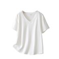 thumbnail image 1 of yillto Womens Plus Size Shirts Cotton Short Sleeve V Neck Summer Solid Color Tee Casual Loose Tshirts, 1 of 7