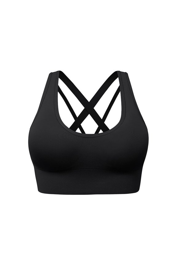 Womens Plus Size Sport Bra Racerback Strappy Supportive Running Workout Bras Crop Tank Tops