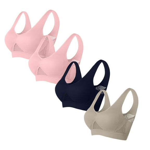 yillto Womens Plus Size Sport Bra Seamless Stretchy Workout Gym Yoga Breathable Bralettes 4 Pack