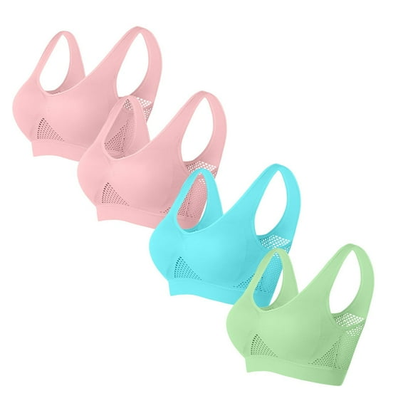 yillto Womens Plus Size Sport Bra Seamless Stretchy Workout Gym Yoga Breathable Bralettes 4 Pack