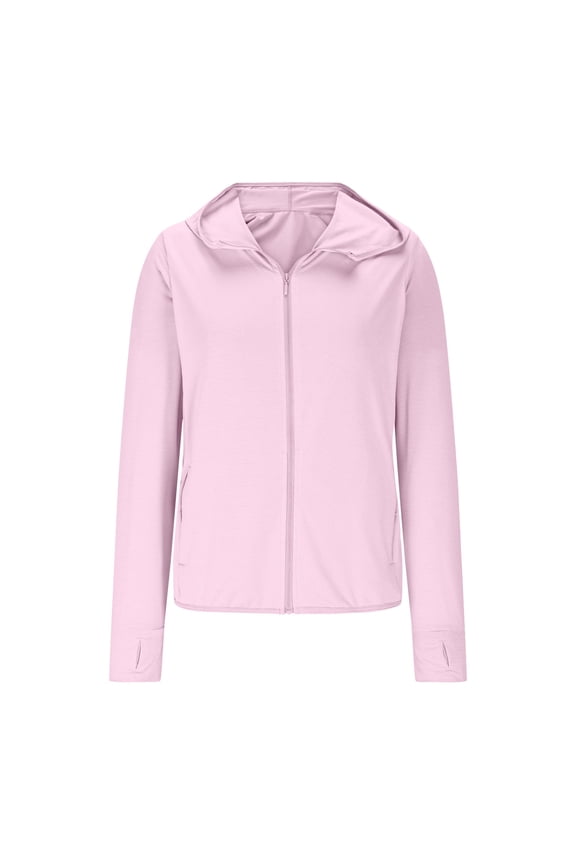 Womens Plus Size Sun Protection Jackets Long Sleeve Zip up Lightweight Summer Hiking Running
