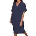 thumbnail image 1 of yillto Womens Plus Size T Shirt Dress Casual Short Short Sleeve V Neck Loose Summer Midi Dresses, 1 of 7