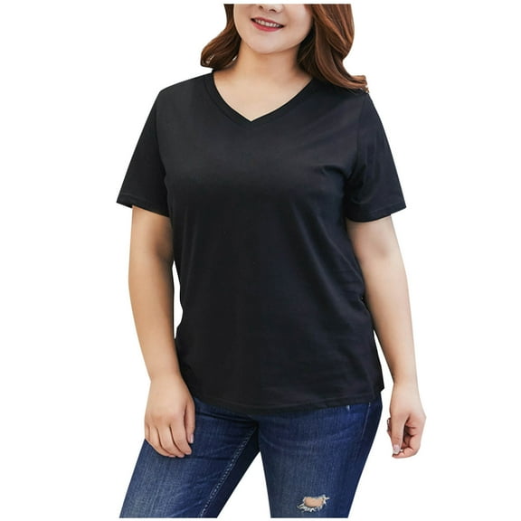 yillto Womens Plus Size Tee Cotton Short Sleeve Summer Loose Shirts Soft Comfy Basic Causal Tshirts