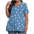 thumbnail image 1 of yillto Womens Plus Size Top Tunic Short Sleeve Blouse V Neck Printed Shirts Causal Loose Outfits XL-5XL, 1 of 5