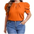 thumbnail image 1 of yillto Womens Plus Size Tops Dressy Casual Summer Chiffon Blouses Crew Neck Short Sleeve Pleated Shirts, 1 of 7