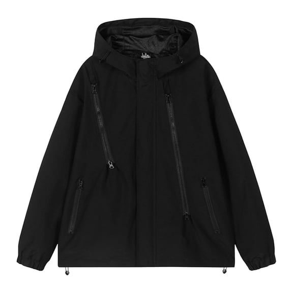 yillto Womens Plus Size Windbreaker Waterproof Windproof Zip up Hoodie Baggy Jackets with Zipper Pockets