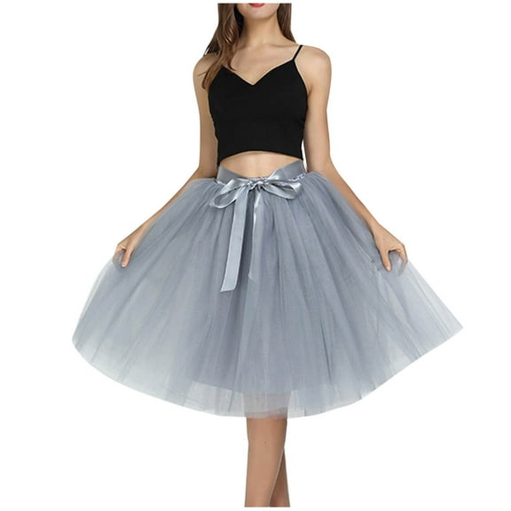 yillto Womens Puff Long Skirts A Line Long Maxi Wedding Evening Party Prom Knee Length Flowy Skirt