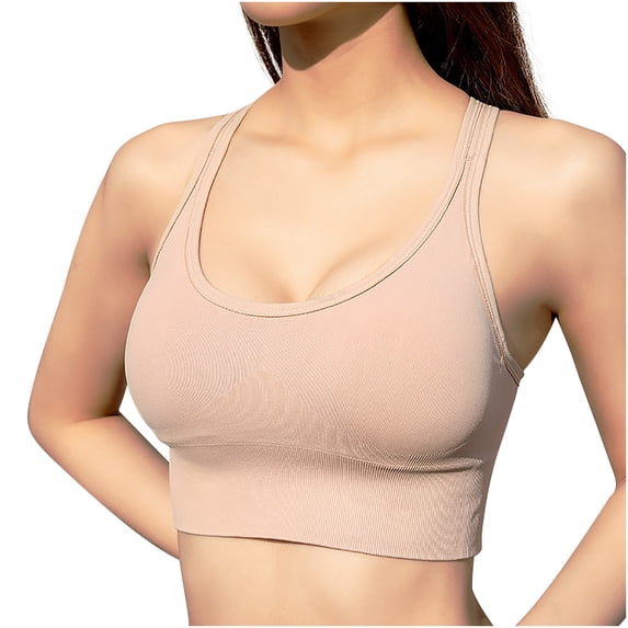 yillto Womens Racerback Yoga Bra for Women Support Padded Sports Workout Bras Ribbon Crop Tanks