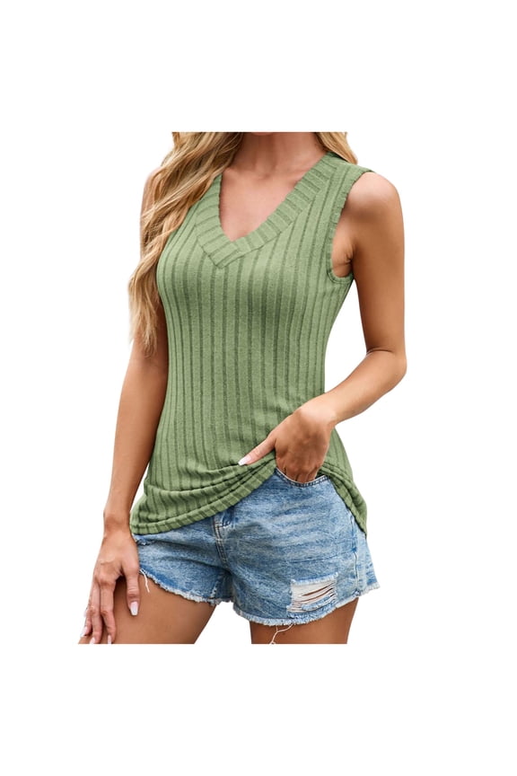 Womens Ribbon Tank Tops Sleeveless V Neck Loose Shirts Summer Lightweight Causal Basic Tanks