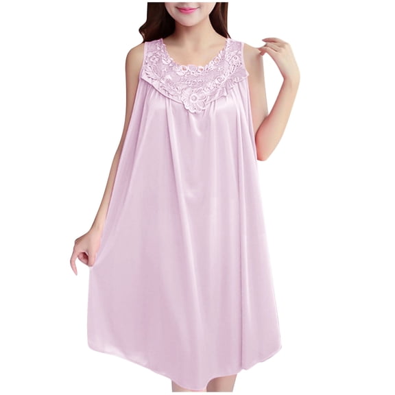 yillto Womens Satin Nightdress Sleeveless Silky Tank Night Shirts Loose Lightweight Sleepwear Nightgowns