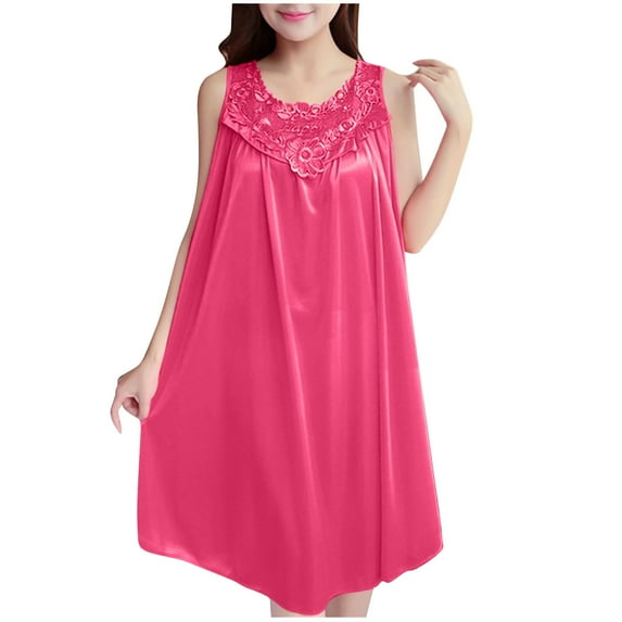 yillto Womens Satin Nightdress Sleeveless Silky Tank Night Shirts Loose Lightweight Sleepwear Nightgowns
