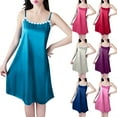 thumbnail image 1 of yillto Womens Satin Silky Nightdress Sleeveless Spaghetti Strap Sleepwear Pajamas Midi Nightgowns, 1 of 6