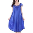 thumbnail image 1 of yillto Womens Satin Silky Nightgowns Short Sleeve Long Nightgown Loose Sleepwear Loungewear Nightdress, 1 of 8