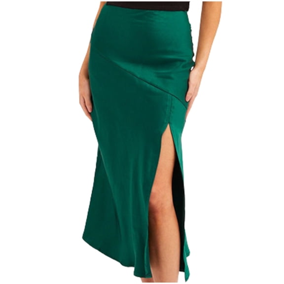 yillto Womens Satin Silky Skirts Long High Waist Split Summer Causal Business Skirt for Work Office