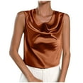 thumbnail image 1 of yillto Womens Satin Silky Tank Sleeveless Crew Neck Casual Dressy Blouses Business Work Office Shirts, 1 of 7