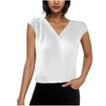 thumbnail image 1 of yillto Womens Satin Silky Tank V Neck Sleeveless Causal Dressy Blouse Ladies Work Office Layered Tops, 1 of 7