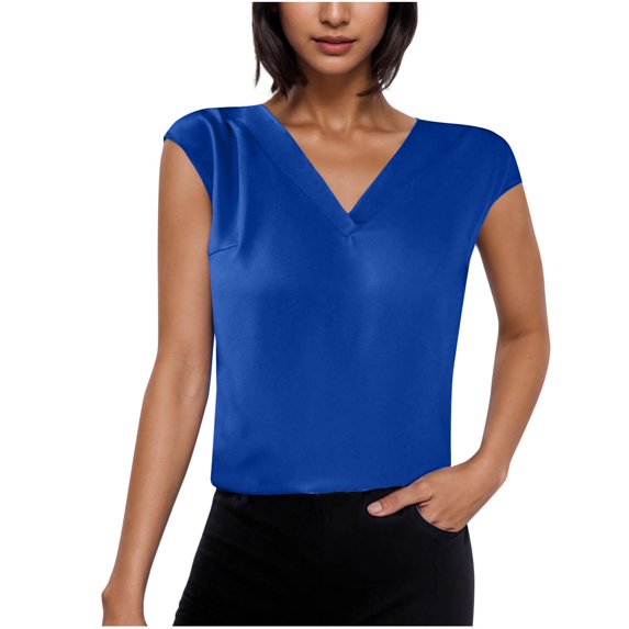yillto Womens Satin Silky Tank V Neck Sleeveless Causal Dressy Blouse Ladies Work Office Layered Tops