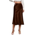 thumbnail image 1 of yillto Womens Satin Skirts High Waist A Lined Dressy Silky Long Skirt Party Wedding Flared Skirt, 1 of 7