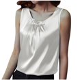 thumbnail image 1 of yillto Womens Satin Tank Tops Pleated V Neck Sleeveless Silky Vest Shirts Causal Loose Outfits for Women, 1 of 7