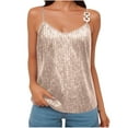 thumbnail image 1 of yillto Womens Sequin Top Spaghetti Strap V Neck Sparkly Blouse Fashion Cami Sleeveless Shirts for Party, 1 of 4