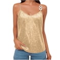thumbnail image 1 of yillto Womens Sequin Top Spaghetti Strap V Neck Sparkly Blouse Fashion Cami Sleeveless Shirts for Party, 1 of 4