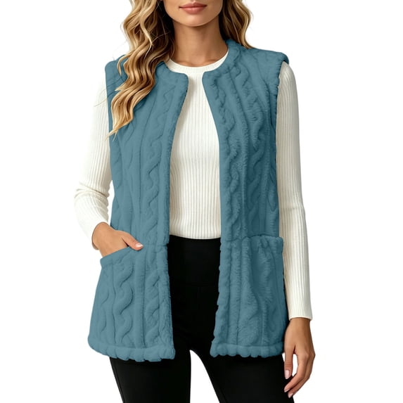 yillto Womens Sherpa Fleece Sleeveless Vest Jackets Lightweight Warm Fuzzy Open Front Fall Clothes Winter Coats