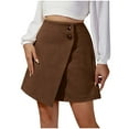 thumbnail image 1 of yillto Womens Short Skirts Asymmetrical Hem a Lined High Waist Buttons Slim Mini Skirt for Women, 1 of 6