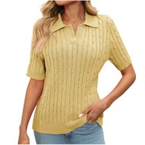 yillto Womens Short Sleeve Knit Sweater Tops Crew Neck Lightweight Spring Summer Shirts Casual Outfits
