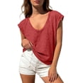 thumbnail image 1 of yillto Womens Short Sleeve Shirts Crewneck Basic Casual Loose Summer Tshirts Lightweight Soft Tops, 1 of 7