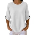 thumbnail image 1 of yillto Womens Short Sleeve Tops Textured Loose Crewneck Lightweight Casual Top Blouses for Women, 1 of 6