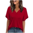 thumbnail image 1 of yillto Womens Short Sleeve Tunic Tops Spring Summer V Neck Shirts Dressy Casual Business Blouses Fashion Outfits, 1 of 7