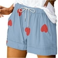 thumbnail image 1 of yillto Womens Shorts Casual Elastic Waist Loose Shorts with Pockets Summer Lightweight Heart Printed Shorts, 1 of 3