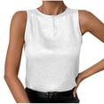 thumbnail image 1 of yillto Womens Silk Satin Tank Tops Round Neck Casual Cami Sleeveless Camisole Blouse Summer Basic Shirt, 1 of 7