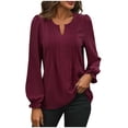 thumbnail image 1 of yillto Womens Silky Blouse Long Sleeve Pleated Flowy Causal Dressy Shirts Work Blouses Loose for Women, 1 of 6