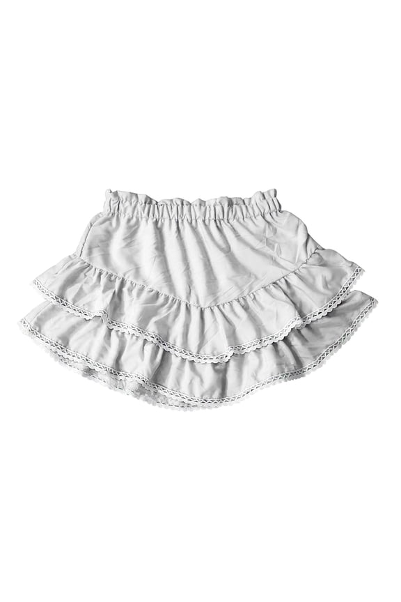 Womens Skirt Ruffle Hem Layered Tiered Flowy Summer Elastic Waist Casual Flared Short Skirts